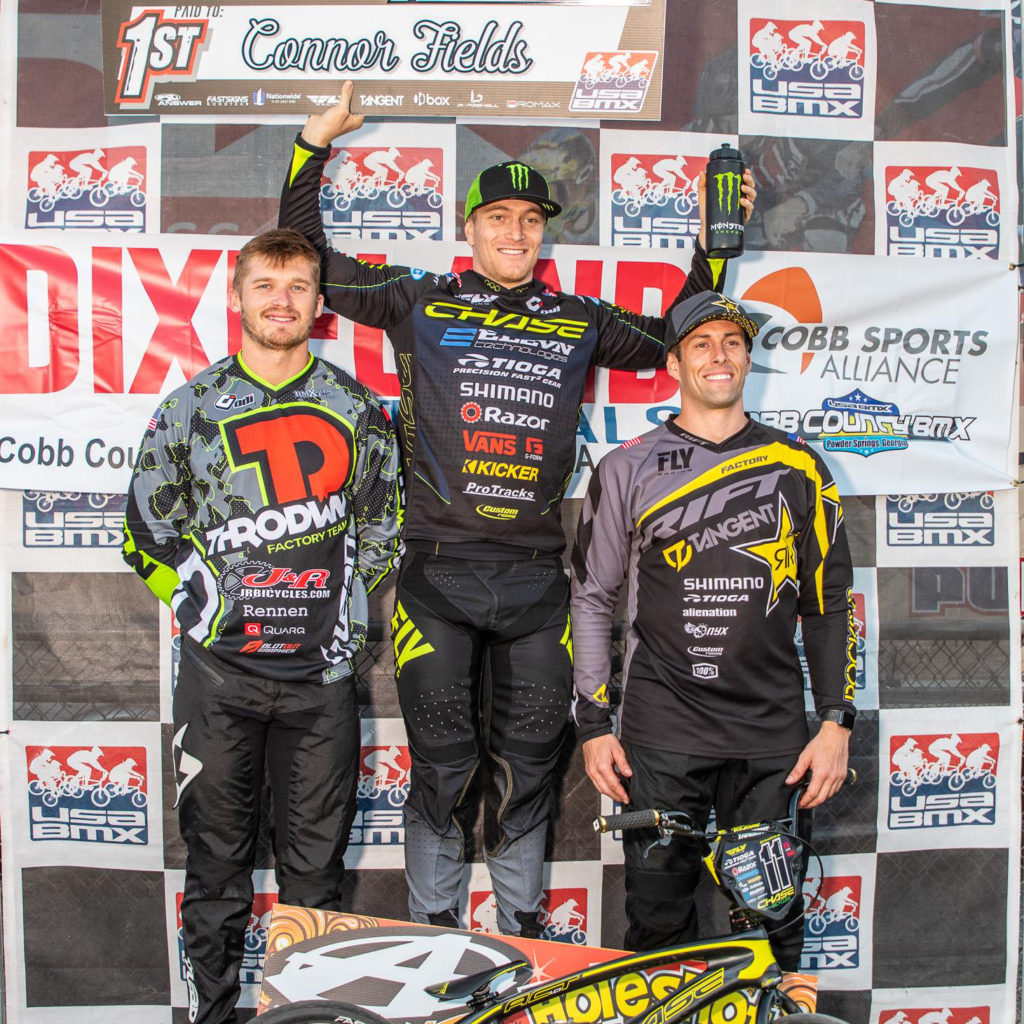 Connor Fields kicked off his 2019 USA BMX pro season with taking the Elite Mens win both days in Atlanta Georgia. After missing the first few USA BMX events in 2019, Connor traveled to Atlanta Georgia and race his way to the win both days, putting him back atop the podium on the USA BMX pro tour and letting his start his 2019 season off the best way possible.