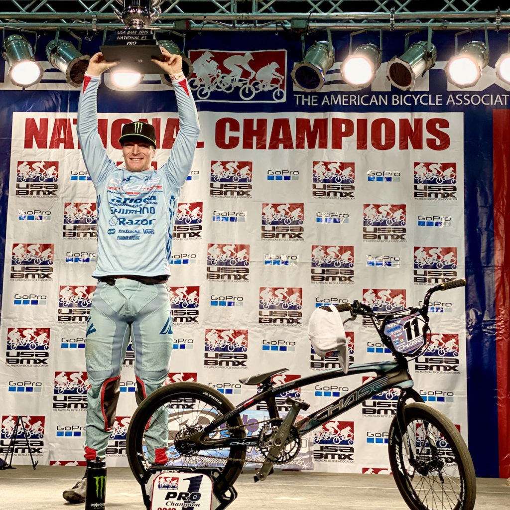 For the year end overall title. Connor finished 1st, Corben 2nd, and even though he was unable to compete due to his sustained broken collar bone, Joris Daudet would finish 3rd overall in the Pro Class for 2019. This would make it the 5th straight year that a Chase BMX Pro would take the title, and for Connor, this was his 8th consecutive podium finish at the USA BMX Grand Nationals. This give the #winwithchase hashtag a solid stake in BMX history!